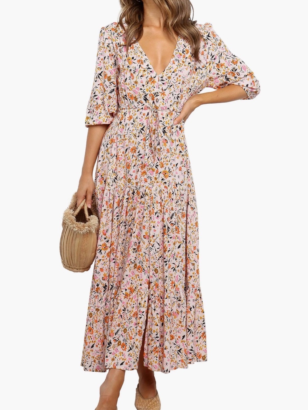 Petal + pup kelda dress beige floral size M